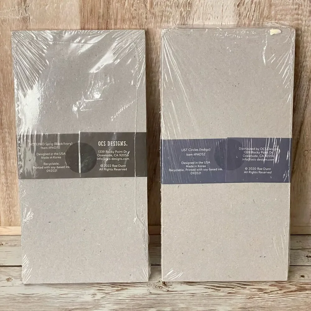 NWT Rae Dunn 2 Pc NOTEPAD / LIST Notepad Set Ivory PInk Blue Printed 140 Sheets